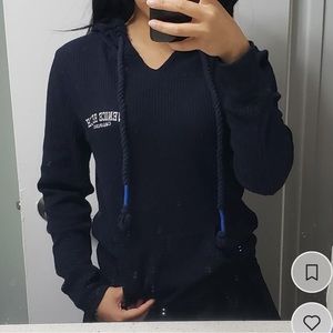 Venice Beach Ribbed Navy Hoodie